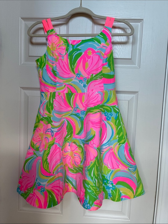 Lilly Pulitzer Other - Lilly Pulitzer Neon Pink & Green Floral Fit-and-Flare Dress. Side pockets